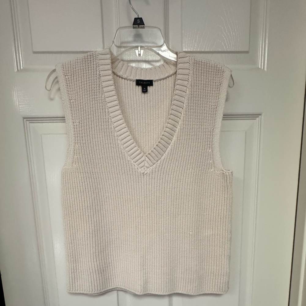 Talbots Cream Knit Sweater Vest